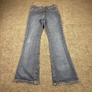 Express Jean Women Size 7/8R Extreme Flare Vintage Blue Denim High Rise Wide Leg